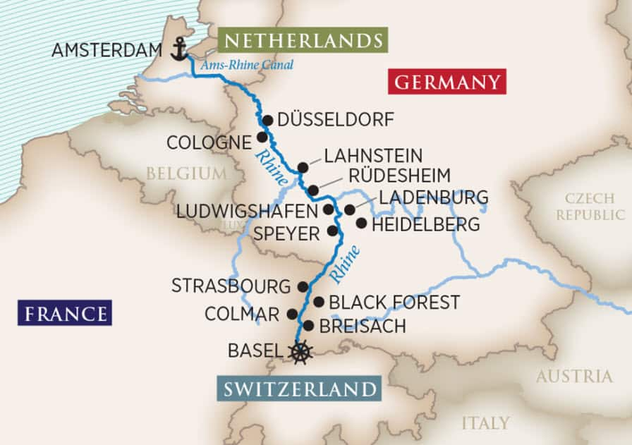 Enchanting Rhine (Wine Cruise) Itinerary Map